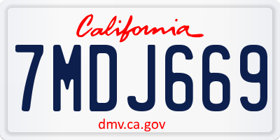 CA license plate 7MDJ669