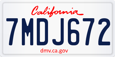 CA license plate 7MDJ672