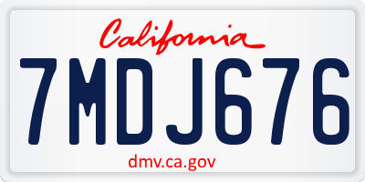 CA license plate 7MDJ676