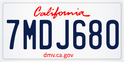 CA license plate 7MDJ680