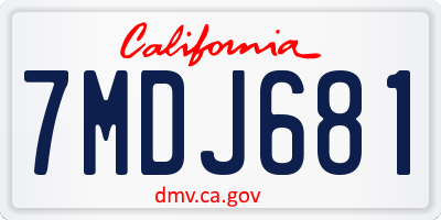 CA license plate 7MDJ681
