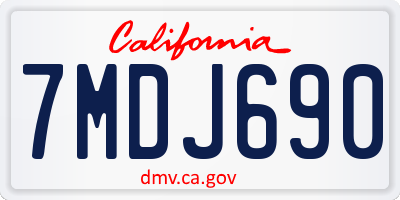 CA license plate 7MDJ690