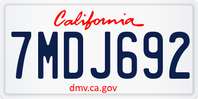 CA license plate 7MDJ692