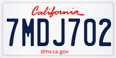 CA license plate 7MDJ702