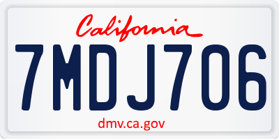 CA license plate 7MDJ706