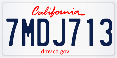 CA license plate 7MDJ713