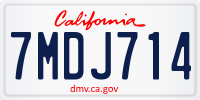 CA license plate 7MDJ714