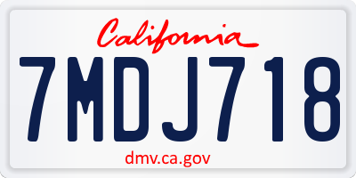 CA license plate 7MDJ718