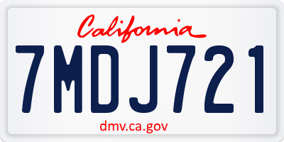 CA license plate 7MDJ721