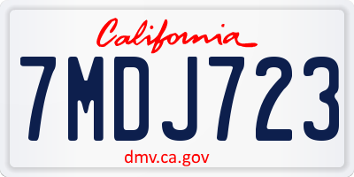 CA license plate 7MDJ723