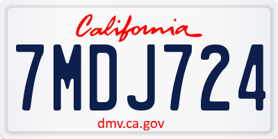 CA license plate 7MDJ724
