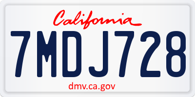 CA license plate 7MDJ728