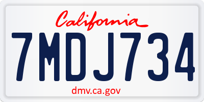 CA license plate 7MDJ734
