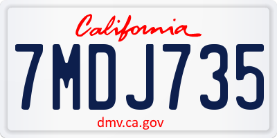 CA license plate 7MDJ735