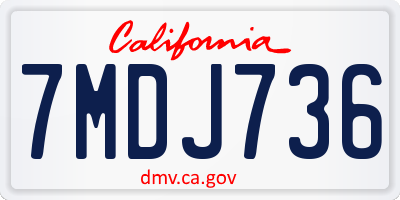 CA license plate 7MDJ736