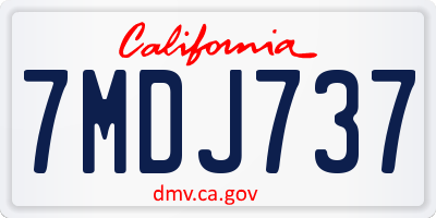 CA license plate 7MDJ737