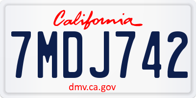 CA license plate 7MDJ742