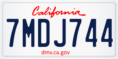 CA license plate 7MDJ744