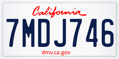 CA license plate 7MDJ746