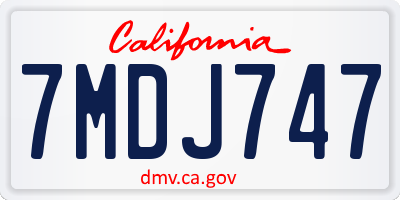 CA license plate 7MDJ747