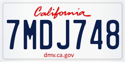CA license plate 7MDJ748