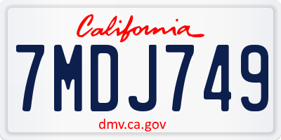 CA license plate 7MDJ749