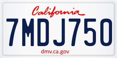CA license plate 7MDJ750