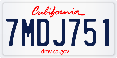 CA license plate 7MDJ751