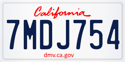 CA license plate 7MDJ754