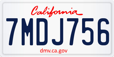 CA license plate 7MDJ756