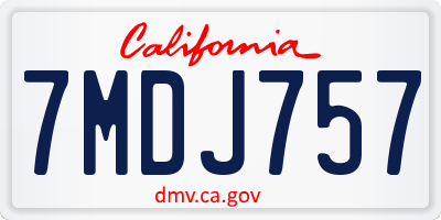 CA license plate 7MDJ757