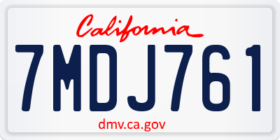 CA license plate 7MDJ761
