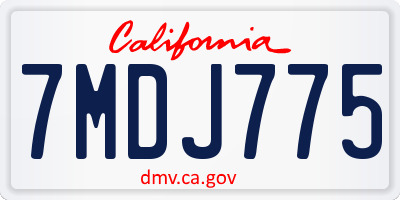 CA license plate 7MDJ775