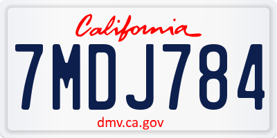 CA license plate 7MDJ784