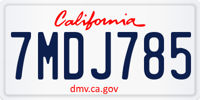 CA license plate 7MDJ785