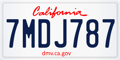CA license plate 7MDJ787