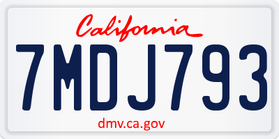 CA license plate 7MDJ793