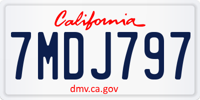 CA license plate 7MDJ797