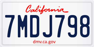 CA license plate 7MDJ798