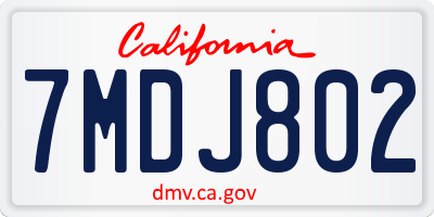 CA license plate 7MDJ802