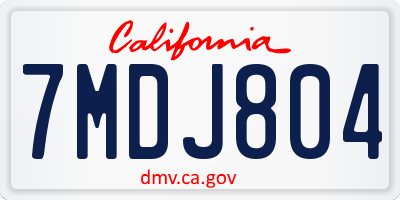 CA license plate 7MDJ804