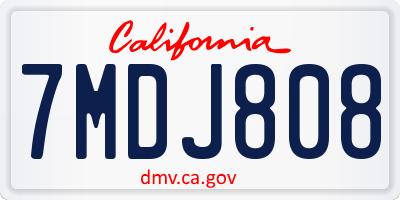 CA license plate 7MDJ808