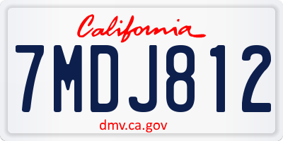 CA license plate 7MDJ812