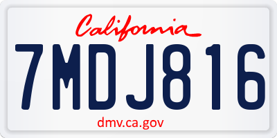 CA license plate 7MDJ816