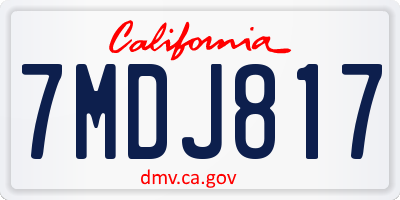CA license plate 7MDJ817