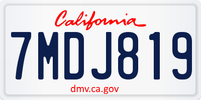 CA license plate 7MDJ819