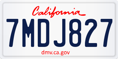 CA license plate 7MDJ827