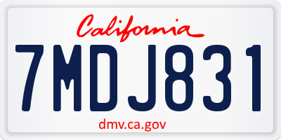 CA license plate 7MDJ831
