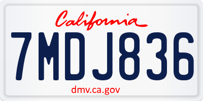 CA license plate 7MDJ836