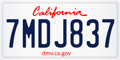 CA license plate 7MDJ837